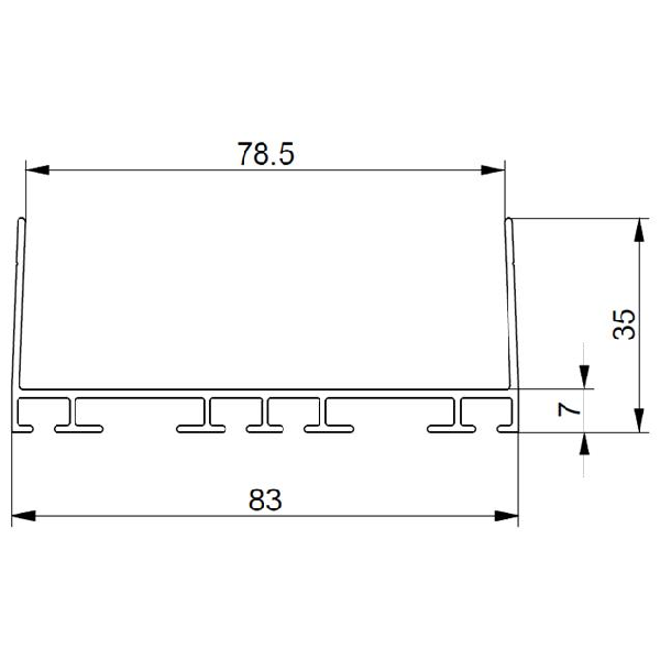 Top- en bodemprofiel voor 80 mm panelen